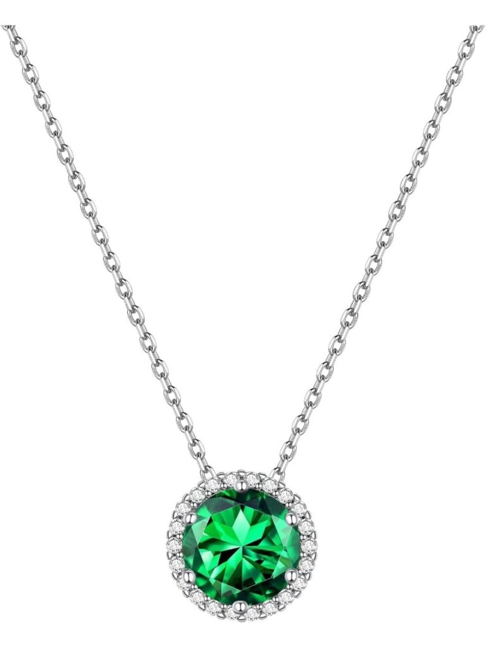 925 Sterling Silver Heart & Emerald Cut Simulated Birthstone Necklace - Perfect